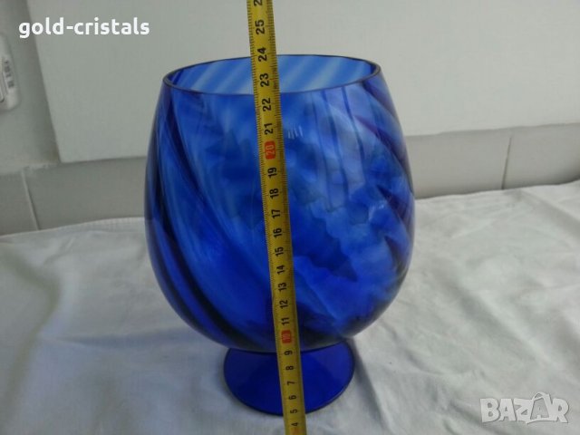 Кристална купа ваза чаша кобалт , снимка 2 - Антикварни и старинни предмети - 23822318