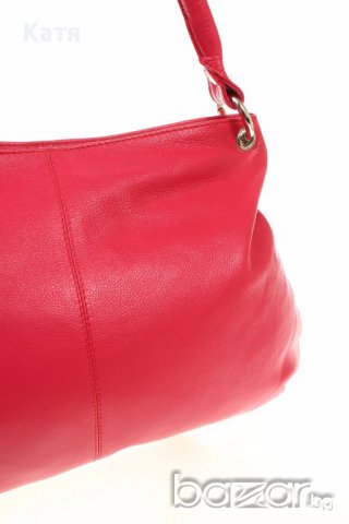 Кожена червена дамска чанта, естествена кожа, снимка 4 - Чанти - 13280656