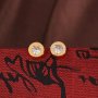 Детски Дамски нежни златисти кръгли обеци с камъче сърце, снимка 2