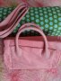 Розова чанта, естествена кожа, Domo, коралова, средна, като нова, снимка 1 - Чанти - 9466225