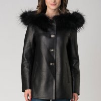 ПРОМО 🍊 GIORGIO PARIS cuirs et fourrures 🍊 Черно кожено дамско яке нов с етикети, снимка 3 - Якета - 16476876