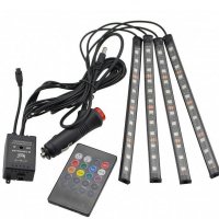 LED Ленти за вътрешно и външно осветление на кола RGB с дистанционно, снимка 1 - Аксесоари и консумативи - 26075691