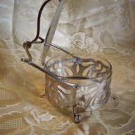 Старинна захарница от метал и стъкло., снимка 2 - Антикварни и старинни предмети - 14230446