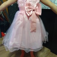 Светло розова детска официална празнична обемна рокля с пандела кръщене, снимка 2 - Детски рокли и поли - 21098934