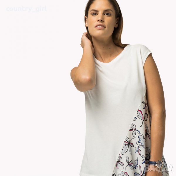 Tommy Hilfiger Top asimmetrico Snow White / Hatty Prt - страхотен дамски потник, снимка 1