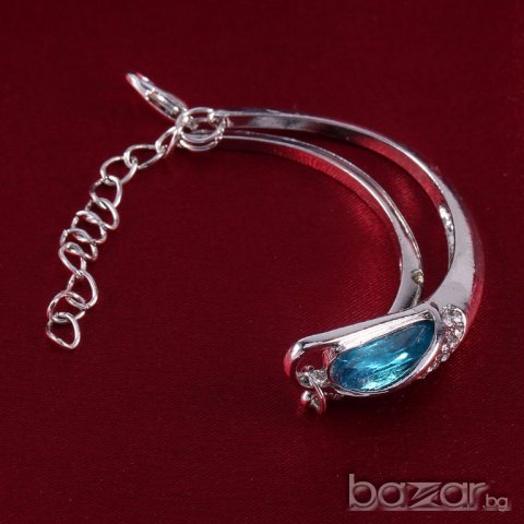 Посребрена гривна с естествени кристали, снимка 3 - Гривни - 18993152