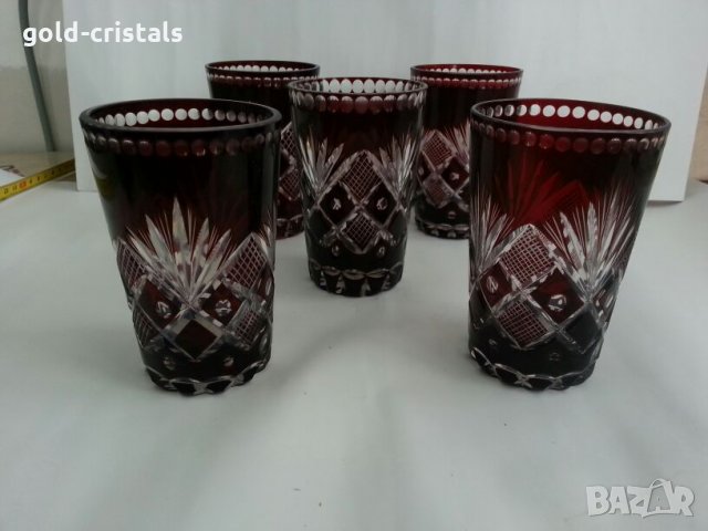 кристални чаши цветен кристал , снимка 2 - Антикварни и старинни предмети - 25525903