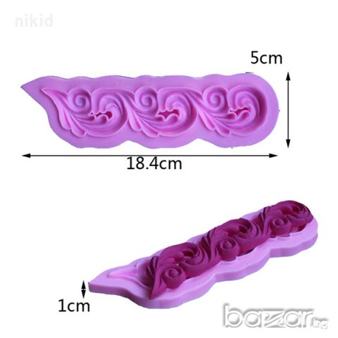 извити завъртулки вълни молд форма борд кант силиконова за декор украса торта фондан шоколад др, снимка 2 - Форми - 18599832
