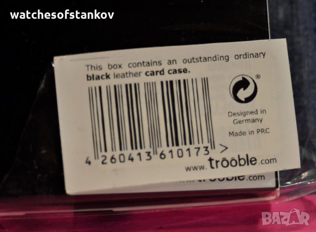 "TROOBLE" Slim Wallet Genuine High Quality Black Leather Card Case, снимка 2 - Портфейли, портмонета - 24215036