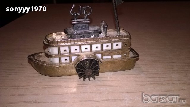 Мини ретро колекция-параход-бронз/месинг-9х6х4см-внос швеицария, снимка 6 - Антикварни и старинни предмети - 17469666