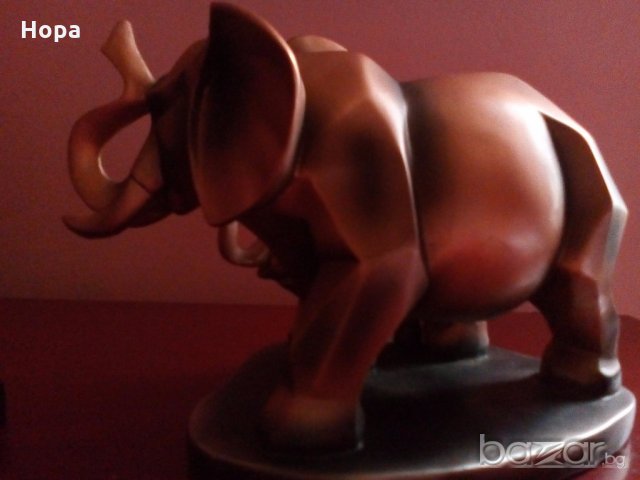 Слон с малко слонче.Масивна,стилизирана пластика, снимка 4 - Статуетки - 19920897