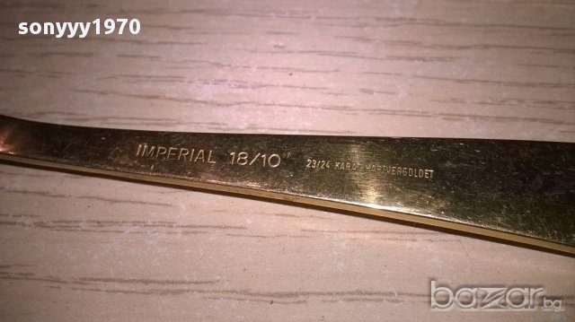 чаи/торта-Imperial 18/10-23/24 karat hartvergoldet-вилица+лъжица-внос швеицария, снимка 11 - Антикварни и старинни предмети - 17783773