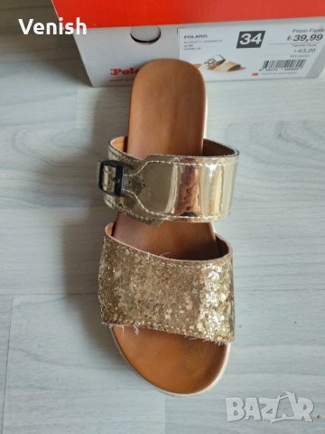 Елегантни златисти чехли и нови джапанки, снимка 3 - Детски сандали и чехли - 25060572