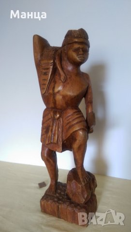  Дървена фигура на Африкански ловец , снимка 8 - Антикварни и старинни предмети - 25206072