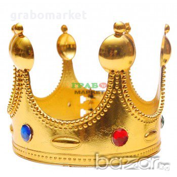 Парти артикул - златиста корона, изработена от PVC материал. Чудесен аксесоар за парти костюм. , снимка 1 - Подаръци за мъже - 16197083
