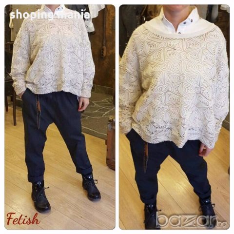 Fetish / фетиш блуза с дантела л размер, снимка 1 - Блузи с дълъг ръкав и пуловери - 19491402