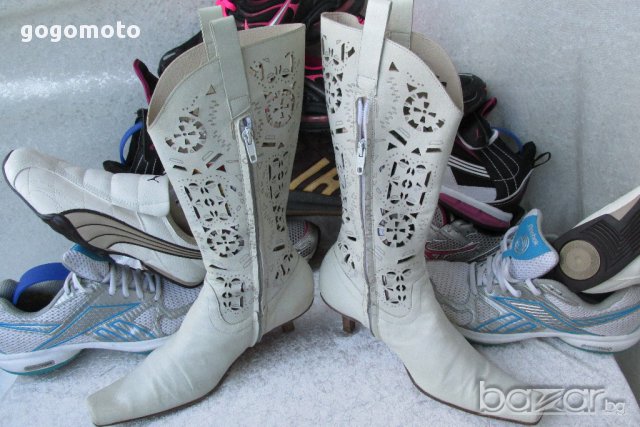 летни ботуши Laura Bellariva original White Summer Boots, N-37, естествена кожа,GOGOMOTO.BAZAR.BG®, снимка 6 - Дамски обувки на ток - 17046841