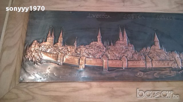 Lubeck-картина-мед/дърво-105х55/95х35см-внос швеицария, снимка 7 - Антикварни и старинни предмети - 16778966