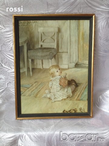 Carl Larson (1853-1919) "Pontus" стара картина маслена репродукция, снимка 10 - Антикварни и старинни предмети - 19434956