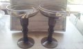 Два стъклени свещника и вазичка калиево стъкло серия, снимка 2