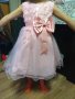 Светло розова детска официална празнична обемна рокля с пандела кръщене, снимка 2