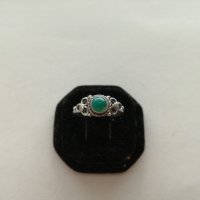 Сребърен пръстен  с малахит , ръчна изработка - сребро , снимка 2 - Пръстени - 24769284