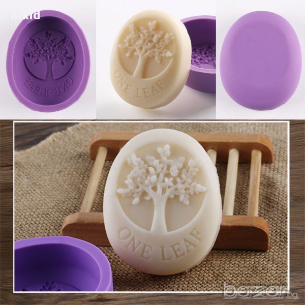 one leaf дърво дълбок елипс молд форма калъп силиконов декор украса торта фондан шоколад гипс сапун, снимка 1