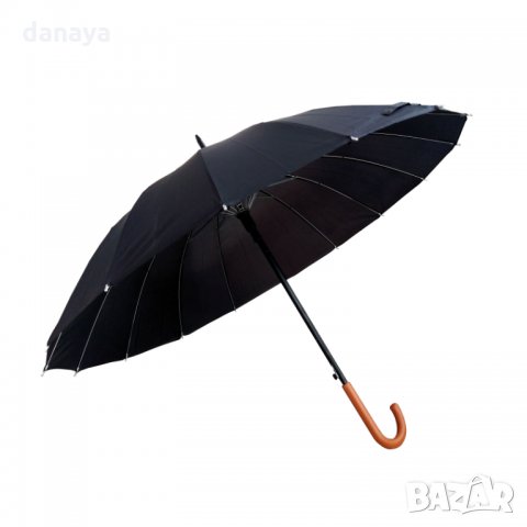 564 Класически автоматичен чадър за дъжд черен 16 ребра 98см дамски чадър мъжки чадър, снимка 4 - Други - 22731174