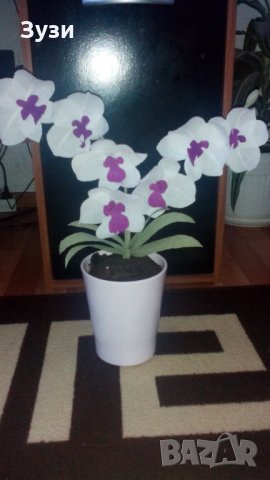 Цветя от хартия-орхидея, снимка 4 - Изкуствени цветя - 24675846