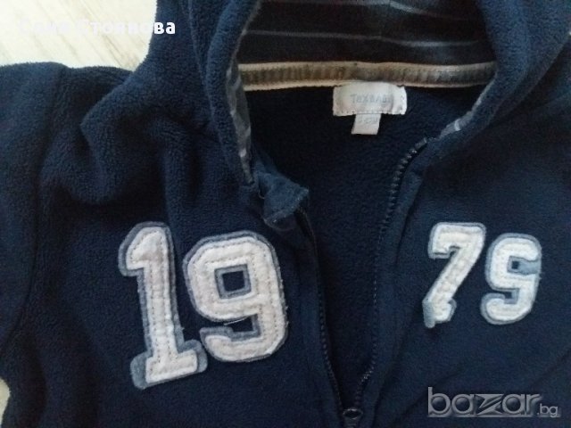 9-12м 80см Горница за момче Tex baby с качулка  Материя полар Цвят тъмно синьо  Без следи от употреб, снимка 3 - Други - 17061243