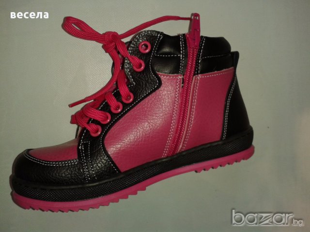 Кецове за момичета - спортни обувки цвят циклама с черно, снимка 2 - Детски гуменки - 14034080