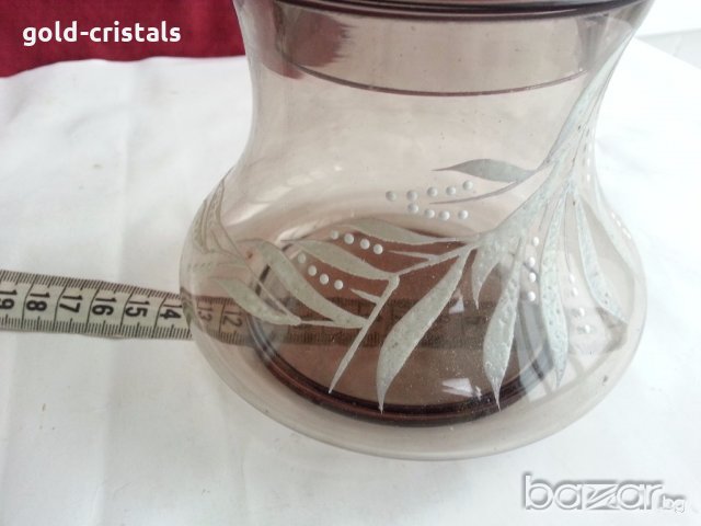 Стъклена купа с капак захарница бонбониера и др, снимка 3 - Антикварни и старинни предмети - 20243932