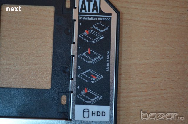 DVD адаптер/caddy за 2-ри HDD/SSD 2,5" за лаптоп 9.5/12.7мм + Гаранция, снимка 4 - Кабели и адаптери - 14791376