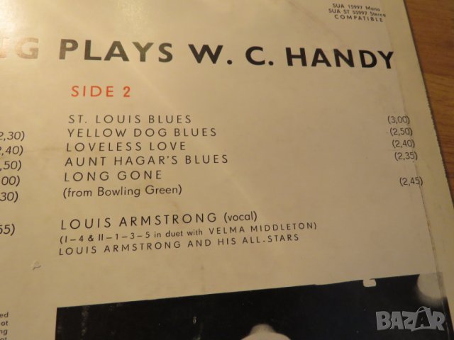 Грамофонна плоча Луис Армстронг, Louis Armstrong  playes W.C.Hardy  плоча джаз, снимка 4 - Грамофонни плочи - 25302084