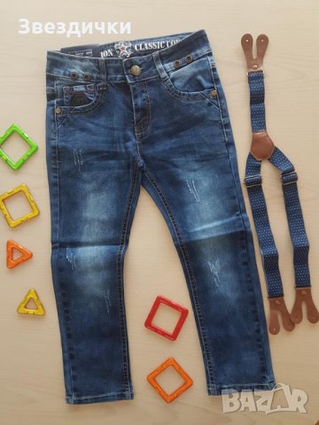 Дънки с тиранти и модерна визия за момчета - 4 г, 8 г./11697/, снимка 3 - Детски панталони и дънки - 22707497