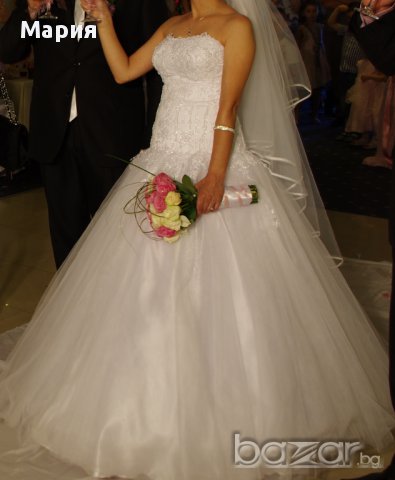 Булченска рокля, бяла, корсет в дантела, снимка 3 - Сватбени рокли - 11262175