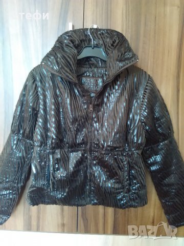 Модерно късо дамско яке в кафяво, снимка 2 - Якета - 23321223