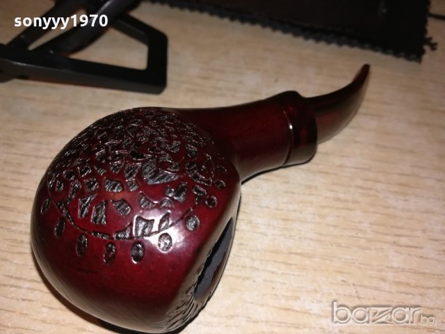 лула с поставка/стоика и кожен калъф-13х5х4см-внос швеицария, снимка 6 - Лули - 20798539