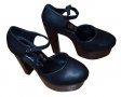 Defice London високи токчета с платформа естествена кожа черни , снимка 1 - Дамски обувки на ток - 21721637