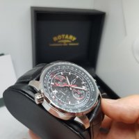 Rotary Aviator Chrono - Red / чисто нов часовник Ротари Авиатор - 2 бр. каишки / 100% оригинален, снимка 8 - Мъжки - 22835212