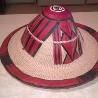 АНТИК-монголска красива автентична шапка-кожа и плетка-38х15см, снимка 2 - Антикварни и старинни предмети - 24234620