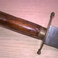Стар нож индия-30см-дърво/метал/месинг-внос швеицария, снимка 7 - Ножове - 17807533