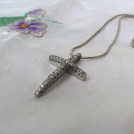 Сребърен кръст ръчна изработка, с циркони и синджир, снимка 5 - Колиета, медальони, синджири - 13722029