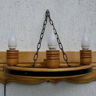 Стенни лампи тип колело на каруца с ръчно изработени дървени чашки!, снимка 11 - Лампи за стена - 15893531