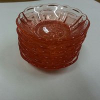 Стъклени чинии чинийки розово стъкло, снимка 2 - Антикварни и старинни предмети - 25176553