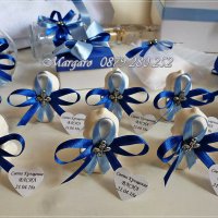 Комплект за кръщене в светло синьо и кралско синьо с кръстче, снимка 4 - Подаръци за кръщене - 21385158