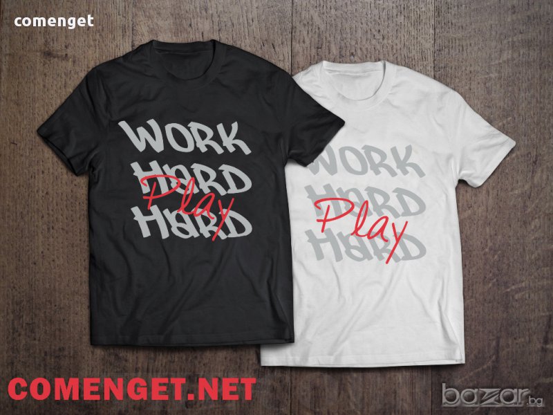 Fitness Mania! Мъжка TRAIN тениска WORK HARD PLAY HARD! Бъди различен поръчай с твоя снимка!, снимка 1