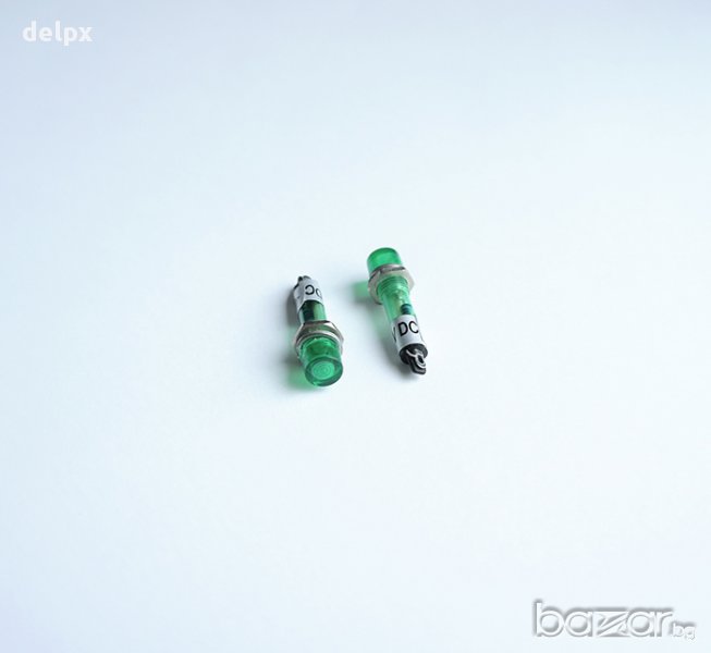 Индикаторна глим лампа плафон зелена 220V Ф6mm, снимка 1