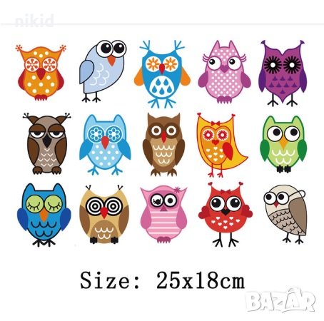 15 бр сет Бухалчета термо щампа апликация картинка за дреха блуза чанта, снимка 1