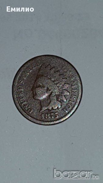 1 CENT 1875 INDIAN HEAD Philadelphia Mint, снимка 1